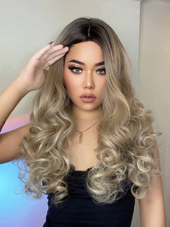Curly Wave Mixed Blond Hair  Synthetic Fibre Hair Wig