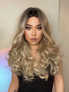 Curly Wave Mixed Blond Hair  Synthetic Fibre Hair Wig